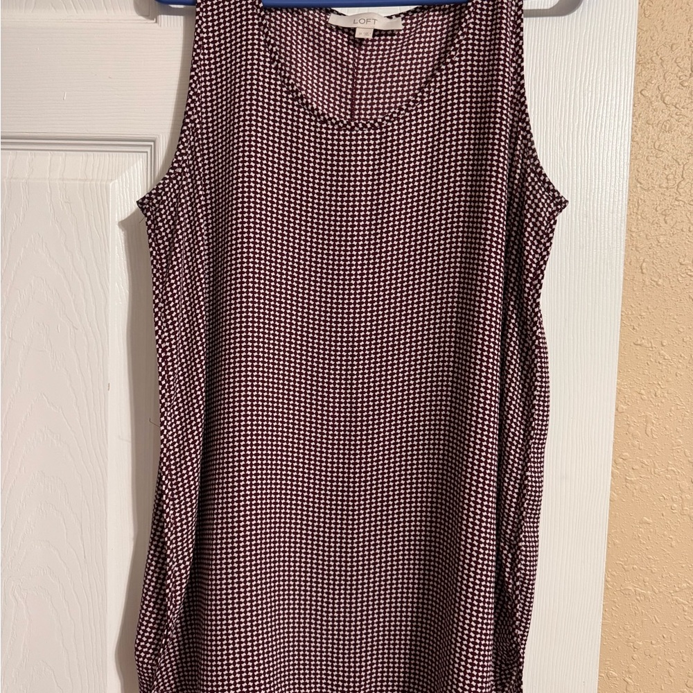 LOFT Purple and White Patterned Sleeveless Blouse